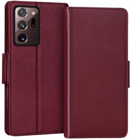 img 4 attached to 👜 FYY Galaxy Note 20 Ultra 6.9" Wallet Case - Luxury Cowhide Genuine Leather Folio Case with RFID Blocking, Kickstand Function, Card Slots - Wine Red