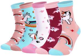 img 4 attached to 5 Pack Girls Unicorn Socks - Funny Cute Little Unicorn Design - Warm Cotton Casual Socks - Free Size for Little Girls - SiegenPro