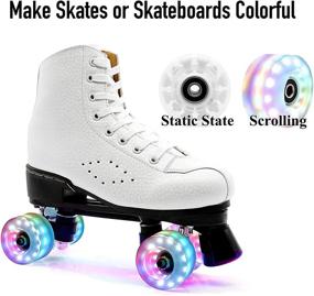 img 2 attached to 🛼 High-Performance Luminous Roller Skate Wheels - 8 Piece Set, 32 x 58 mm, Outdoor Bearings, Ideal for Indoor/Outdoor Double Row Skating, Includes Skateboard Accessories