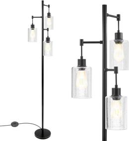 img 4 attached to Stylish Industrial Floor Lamp for Living Room: Vintage Tree Design with Bubble Glass Shades & Edison LED Bulbs – Perfect for Farmhouse Rustic Home Bedroom Office