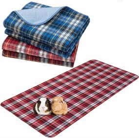 img 4 attached to 🐹 EXPAWLORER Guinea Pig Cage Liners & Cleaning Brush Set - 2 Pack Washable Fleece Guinea Pig Pads for Dogs- Waterproof & Non-Slip, Reusable Plaid Pee Pads for Small Animals