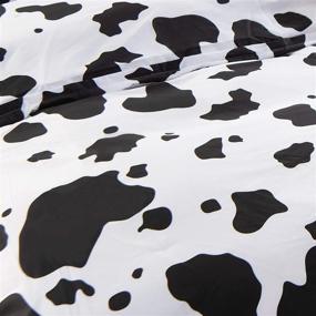 img 3 attached to Набор простыней "Ultra Soft Milk Cow Print": 3 предмета с застежкой-молнией, черно-белый узор - размер "Королева".