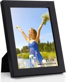 img 4 attached to 🖼️ ZYUE 6x8 inch Wooden Photo Frame with High Definition Plexi Glass - Wall Mounting and Table Top Display - Black