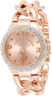 🌹 rose gold u.s. polo assn. women's quartz watch with stainless steel and alloy bracelet (model: usc40226) logo