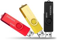 🔑 enuoda 64 гб флеш-накопитель usb 3 pack: высокой емкости накопители с дизайном брелока (красный желтый черный) логотип