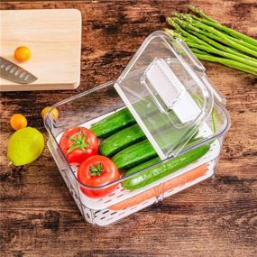 img 2 attached to 🥦 Slideep Food Storage Containers: Fridge Produce Saver with Foldable Lid and Drain Tray - Stackable Organizer for Fresh Produce, Fruits and Vegetables - M Size, 2 Pack