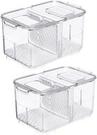 🥦 slideep food storage containers: fridge produce saver with foldable lid and drain tray - stackable organizer for fresh produce, fruits and vegetables - m size, 2 pack логотип