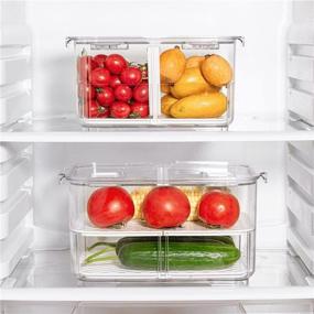 img 1 attached to 🥦 Slideep Food Storage Containers: Fridge Produce Saver with Foldable Lid and Drain Tray - Stackable Organizer for Fresh Produce, Fruits and Vegetables - M Size, 2 Pack