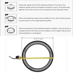 img 3 attached to Улучшите свой опыт водительства с нашей чёрной кожаной обивкой на руль 15 дюймов