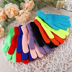 img 2 attached to 🧤 Colorful Warm Magic Kids Winter Gloves Bulk - Stretchy Boys Girls Student Knit Gloves