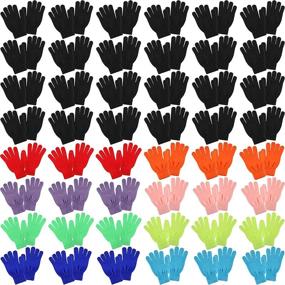 img 4 attached to 🧤 Colorful Warm Magic Kids Winter Gloves Bulk - Stretchy Boys Girls Student Knit Gloves