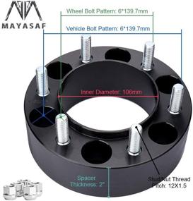 img 2 attached to 🔧 MAYASAF Хабцентрические адаптеры колесных дисков - толщиной 2 дюйма, комплект из 4 штук, 6 болтов - подходят для Tacoma 2002-2006, Tundra 2002-2017, 4Runner 1988-2017, FJ & Land Cruiser, Sequoia - 6x5.5 раскладка болтов, стержни 12x1.5, центральное отверстие 106 мм.