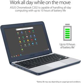 img 2 attached to 💻 ASUS Chromebook Laptop 11.6-Inch - Ruggedized, Spill Resistant Design, 180 Degree-Hinge, Intel N3060 Celeron, 4GB DDR3, 32GB eMMC, Chrome OS, C202SA-YS04 Dark Blue