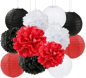 img 4 attached to 🐞 Vibrant Ladybug Party Decorations - Tissue Paper Pom Poms, Flowers, Lanterns & More: Ideal for Birthdays, Graduations, Baby Showers & Nursery Decor