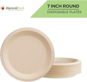 img 2 attached to 🌿 125 Count HARVEST PACK 7-inch Round Compostable Paper Plates | Eco-Friendly Plant Fiber Disposable Plates