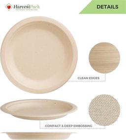 img 3 attached to 🌿 125 Count HARVEST PACK 7-inch Round Compostable Paper Plates | Eco-Friendly Plant Fiber Disposable Plates