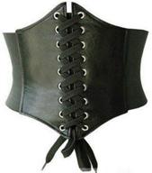 👗 adjustable black waspie belt - wide band elastic waist cincher corset with soft leather ties logo