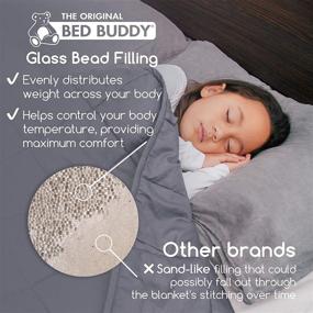 img 2 attached to Kids Bed Buddy Weighted Blanket - Twin Size Heavy Blanket with Glass Beads, Grey, 🛏️ 7 Pounds - Suitable for Children and Toddlers Over 1 Year Old - Child Version (BBF1007-01 Model)