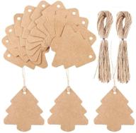 🎄 decora 100 pieces brown kraft paper christmas tree gift tags: perfect for gift wrapping and decoration with jute twines logo