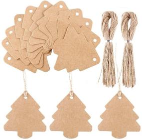 img 4 attached to 🎄 DECORA 100 Pieces Brown Kraft Paper Christmas Tree Gift Tags: Perfect for Gift Wrapping and Decoration with Jute Twines