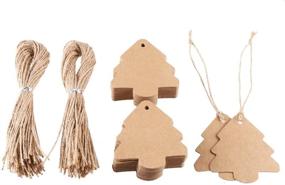 img 1 attached to 🎄 DECORA 100 Pieces Brown Kraft Paper Christmas Tree Gift Tags: Perfect for Gift Wrapping and Decoration with Jute Twines