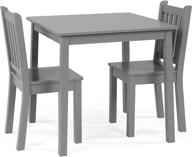 🪑 humble crew grey kids wooden table and 2 chairs set, square logo