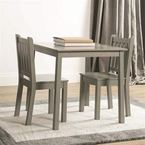 img 3 attached to 🪑 Humble Crew Grey Kids Wooden Table and 2 Chairs Set, Square