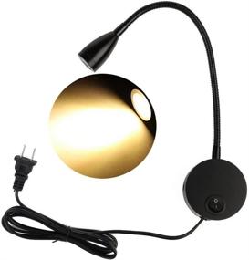 img 3 attached to 📚 Flexi Gooseneck LED Bedside Reading Light- Wall Mounted Spot Lamp for Book Reading in Bed, Bright Night Lighting Lamp with Switch