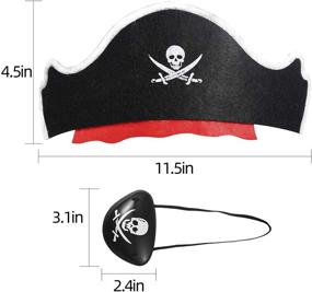 img 2 attached to ZeeDix 12 Pcs Pirate Hat Set: Комплект классической костюмной шляпы с черепно-зрачковой печатью, комбо из пиратской шляпы капитана и повязки на глаз для пиратской вечеринки косплея, карибские костюмы, декорации на Хэллоуин.