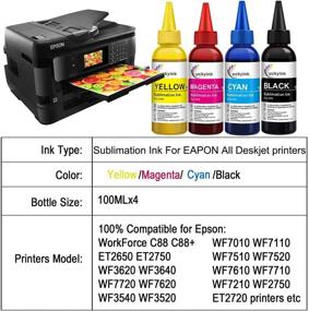 img 3 attached to LuckyInk Sublimation Ink Refill Kit for Epson Ecotank ET2720 ET2760 ET4700, WorkForce WF7710 WF7720 WF7210 WF3640 WF3620 🖨️ WF7110, Expression Home C88 C88+ Printer | Heat Press Transfer on Cloth, Pillow Case, Cap, Bag | Sublimation Printer Compatible