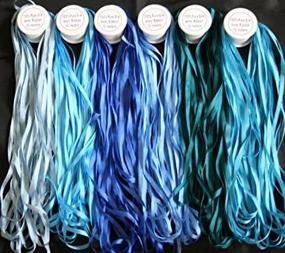 img 2 attached to 🔍 Enhanced SEO: ThreadNanny 100% Pure Silk Ribbons - Blue Tones - 6 Spools, 4mm x 60 mts