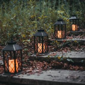 img 1 attached to 🕯️ Evermore Light 14" Golden Brushed Vintage Style Candle Lanterns with Timer (Batteries Included) - Set of 2, Hanging Indoor & Outdoor Flameless Candles Decorative Lanterns