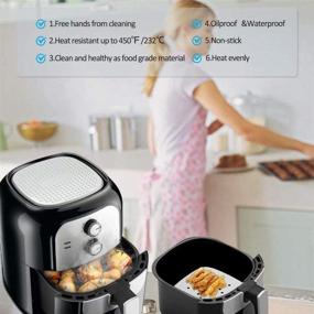 img 2 attached to Achieve Mess-Free Air Frying with 200pcs 8.5inch Square Air Fryer Parchment Paper 🍽️ Liners – Premium Nonstick Bamboo Steamer and Oven Liner for Baking, Cooking, and Steaming