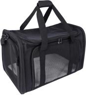 🐱 premium campmoon soft cat carrier bag: lightweight & collapsible, ideal for small dogs and large cats - 15/25 lbs, 4 sides mesh entrance, black logo