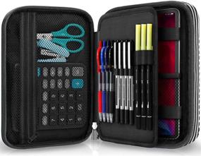 img 4 attached to 🖊️ Zannaki Large Capacity Pencil Holder Case, Stripe Marker Pen Stationery Bag, Canvas Storage Pouch for Bullet Journal, Graphic Calculator, Tombow Dual Bush Pen, IPadmini - Ideal for School, Office, Home