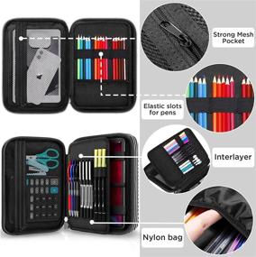 img 2 attached to 🖊️ Zannaki Large Capacity Pencil Holder Case, Stripe Marker Pen Stationery Bag, Canvas Storage Pouch for Bullet Journal, Graphic Calculator, Tombow Dual Bush Pen, IPadmini - Ideal for School, Office, Home