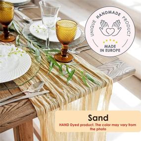 img 3 attached to 🌾 Bulk Gauze Table Runner - Cheesecloth Table Cloth for Holidays and Weddings - Rustic 11 ft Boho Chic Wedding Tablecloth - Long Dinner Decoration Fabric - Sand