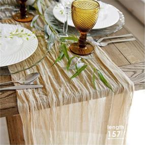 img 4 attached to 🌾 Bulk Gauze Table Runner - Cheesecloth Table Cloth for Holidays and Weddings - Rustic 11 ft Boho Chic Wedding Tablecloth - Long Dinner Decoration Fabric - Sand