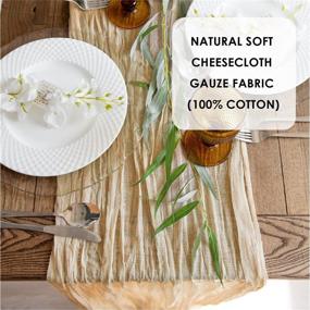 img 2 attached to 🌾 Bulk Gauze Table Runner - Cheesecloth Table Cloth for Holidays and Weddings - Rustic 11 ft Boho Chic Wedding Tablecloth - Long Dinner Decoration Fabric - Sand