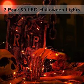 img 1 attached to 🎃 Lomotech 2-Pack Orange Fairy Lights: 16.4ft 50 LED String Lights for Halloween Decorations