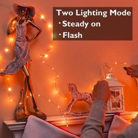 img 2 attached to 🎃 Lomotech 2-Pack Orange Fairy Lights: 16.4ft 50 LED String Lights for Halloween Decorations