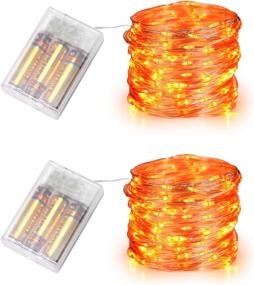 img 4 attached to 🎃 Lomotech 2-Pack Orange Fairy Lights: 16.4ft 50 LED String Lights for Halloween Decorations