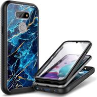 📱 e-began full-body protective case for lg premier pro plus (l455dl) & lg xpression plus 3 (at&t)/harmony 4 - marble design sapphire logo