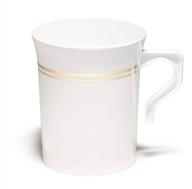🍵 occasions 40 mugs pack: heavyweight disposable wedding party plastic 8 oz coffee mugs - white & gold rim logo