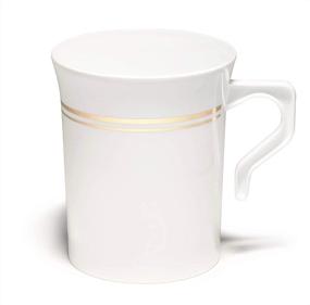 img 1 attached to 🍵 OCCASIONS 40 Mugs Pack: Heavyweight Disposable Wedding Party Plastic 8 oz Coffee Mugs - White & Gold Rim