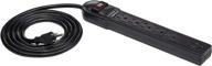 black 6-foot long cord power strip, 6-outlet surge protector by amazon basics, with 790 joule rating логотип