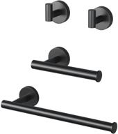 🚽 top-quality ralbay matte black bathroom hardware set: elegant 4-piece stainless steel accessories for wall mounting logo