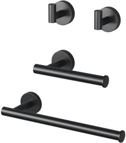 img 4 attached to 🚽 Top-Quality Ralbay Matte Black Bathroom Hardware Set: Elegant 4-Piece Stainless Steel Accessories for Wall Mounting