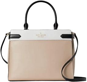 img 4 attached to Kate Spade Staci Cameron Large Satchel - Warm Beige Multi-Colorblock Crossbody Bag