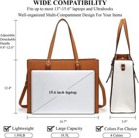 img 1 attached to 👜 15.6 Inch Lightweight Leather Laptop Bag for Women - Stylish Business Office Briefcase and Computer Tote